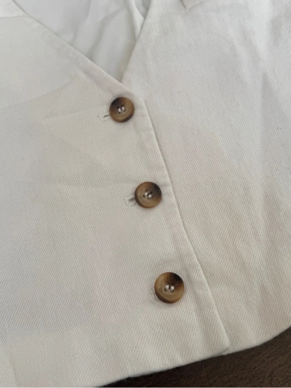 Oak and fort off white button down suit vest crop tank top small - Picture 3 of 6